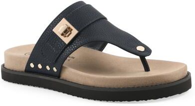 Women's Malabar Thong Sandal by White Mountain in Navy Smooth (Size 8 M)