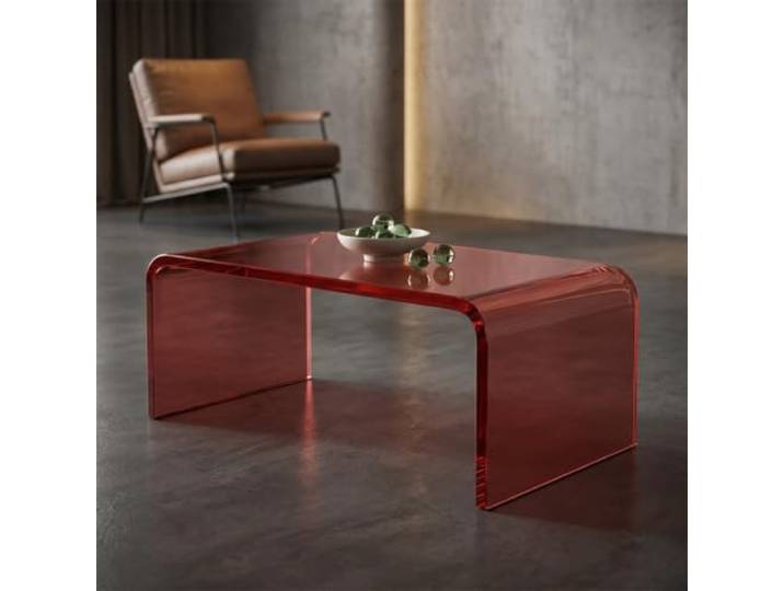 EBOYNSowAprr Moderner Couchtisch aus Acryl, für kleine Räume und Wohnungen Robustes Design aus dickem Acryl(Red,31.5x17.7in)