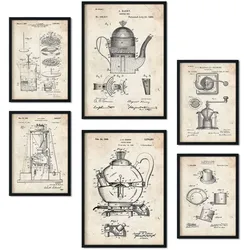 POSTER Set Mit 6 Plakaten Mit Kaffeemaschine Patenten Plakate Mit Retro Patentabbildungen Inneneinrichtung Im Vintage Stil A3 & A4 Rahmenlos