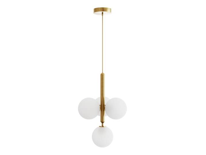 Suspension à 4 boules en verre blanc et finition bronze