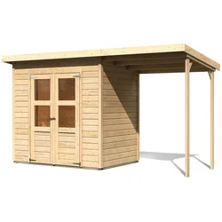 Karibu Eco Gartenhaus Merseburg 3 inkl. Anbaudach - Sparset