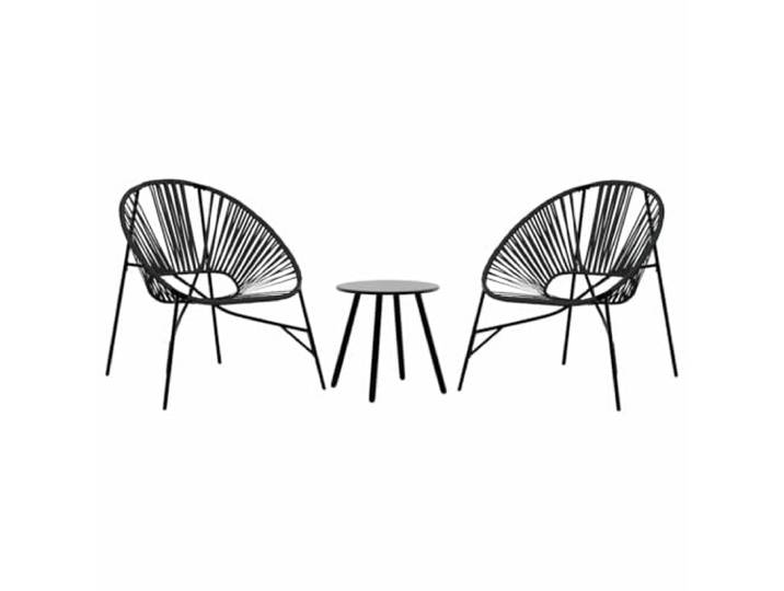 Coespram Gartenmöbel Set 3-Teilig, 2 Rattan Sessel & Couchtisch, Schwarz Ergonomische Ei-Form Sessel mit Beistelltisch aus Metall für Balkon, Terrasse und Innenhof. Pflegeleicht und wetterfest.