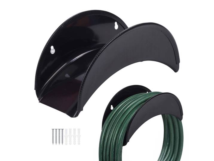 Relaxdays Support Pour Tuyau D'Arrosage\, Lot De 2\, Jusqu'à 38 M\, Protection Des Bords\, Fixation Murale\, Noir