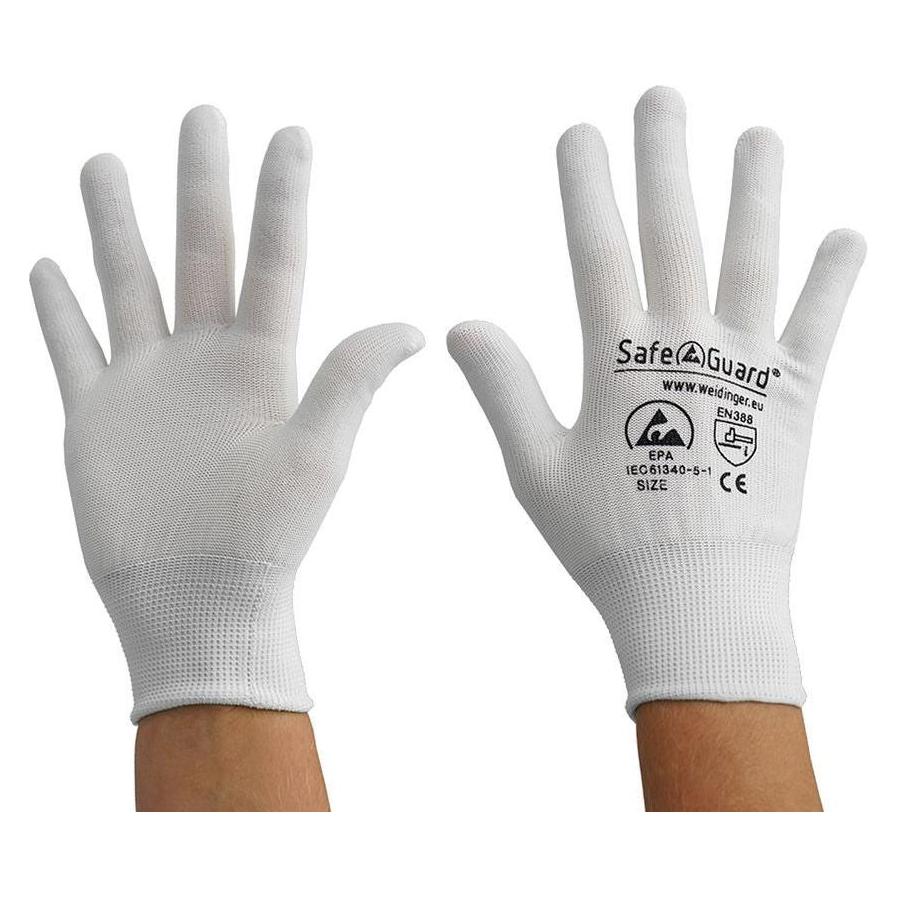 Top Swede ESD-Handschuh, ohne Beschichtung (weiss) Grösse L: hellgrau (L) (SG-HS-WE-NY-L-SG-WHITE-JNW-100-L)