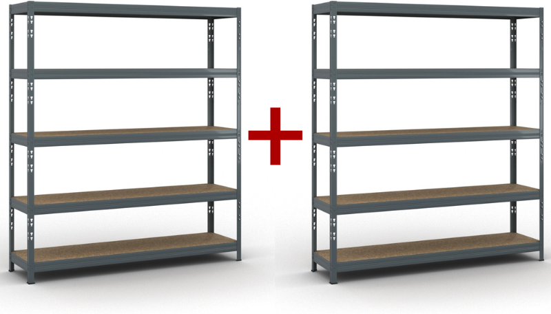 B2B Partner Fachbodenregal 1+1 GRATIS, 1786x1600x400 mm, Traglast 350 kg