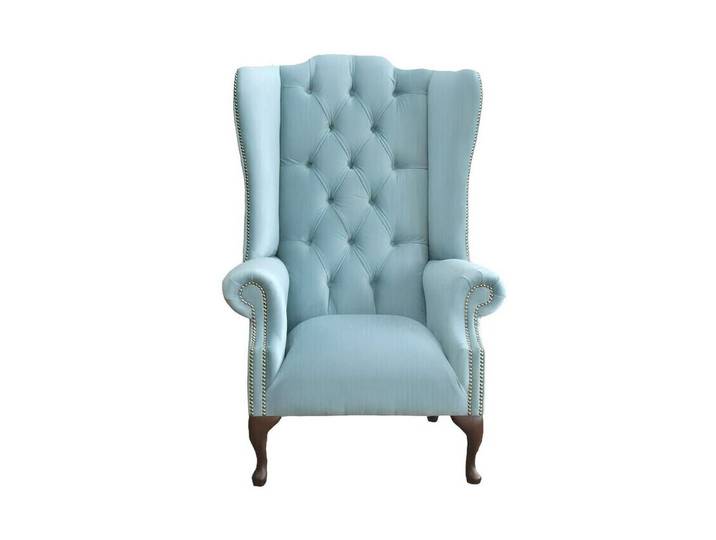 Xlmoebel Ohrensessel Babyblauer Ohrensessel im Chesterfield-Design aus hochwertigem Textil (1-St., Ohrensessel), Hergestellt in Europa