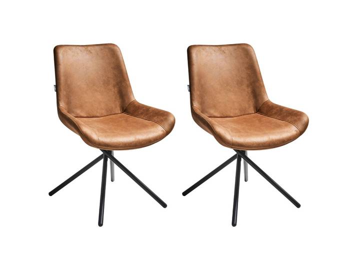 ESSZIMMERSTUHL 2er-Set Kunstwildleder Goldbraun Hailey