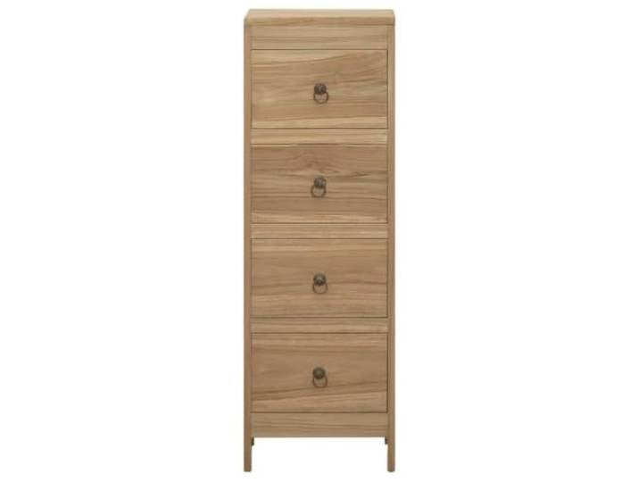 Kommode aus Teakholz, 30x30x90cm, 4 Schubkästen, Vintage Stil Massives Teakholz, 4 Schubladen, rustikaler Charme, Tischplatte zur Dekoration, Wandbefestigung inkl