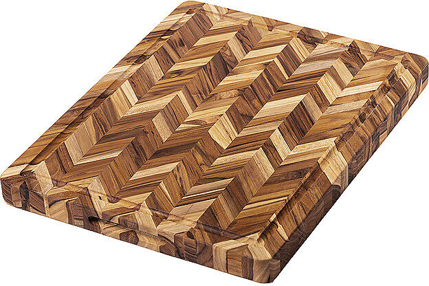 TEAKHAUS Schneidebrett Herringbone extra Dick 41x30,5cm Teakholz braun EG