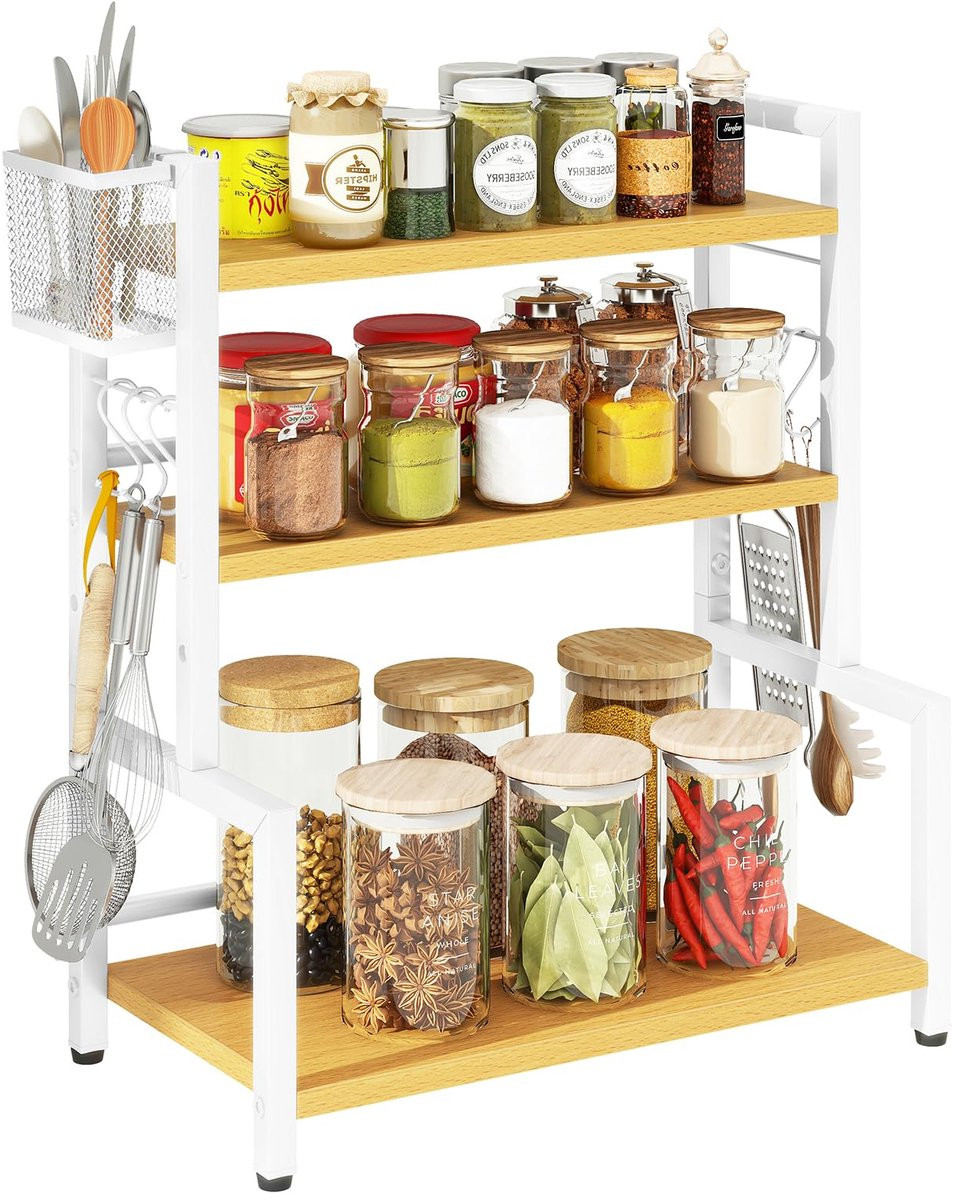 Unyqoos 3-Lagen Kruidenrek voor Keuken en Badkamer met Verstelbare Planken
