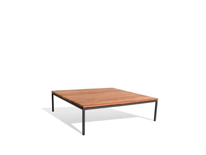 Skargaarden Bönan Lounge-Tisch Teak, groß, dunkelgrauer Aluminiumrahmen
