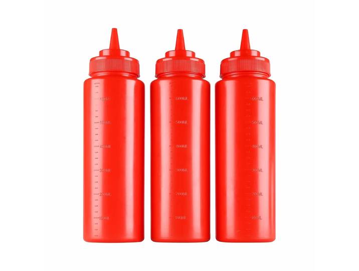 ProChef Quetschflasche Rot 710ml 3er Set – Diverse Gastro Küchenutensilien