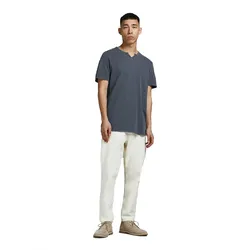 Jack & Jones T-Shirt Split mit Neck in Navy Blue-XXL