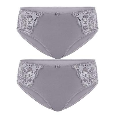 Slip SUSA "2er Pack Damen Slip Latina", Damen, Gr. 42, lila (frosty lavender frosty lavender), Obermaterial: 78% Polyamid PA. 16% Elasthan EL. 6% Baumwolle CO., Unterhosen Slip