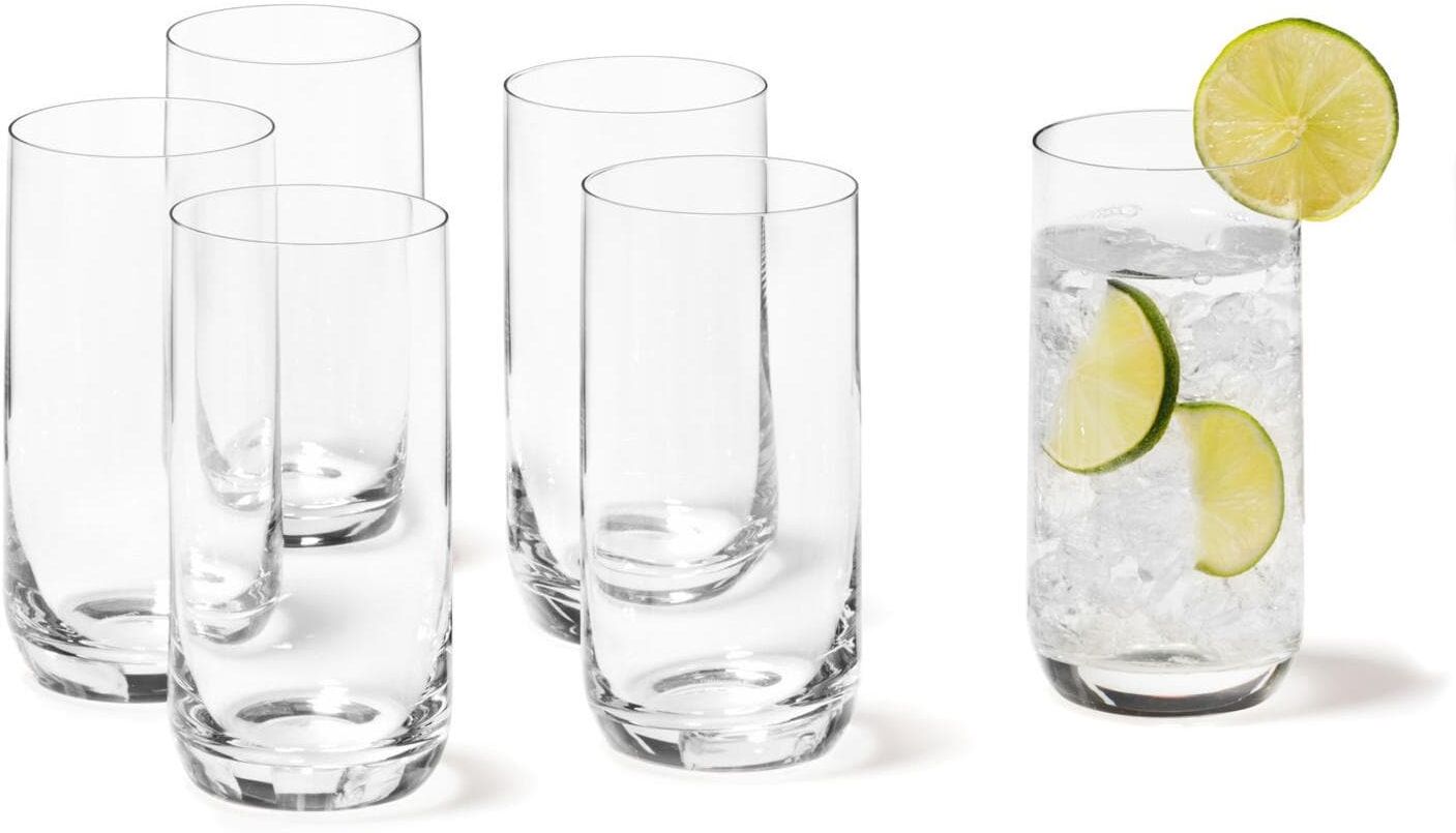 Longdrinkglas LEONARDO "Leonardo Daily 330 ml", transparent, B:6,2cm H:13,2cm Ø:6,19cm, Kristallglas, Trinkgefässe, Longdrinkglas transparent Ø 6,19cm x 13,2cm, 330ml, 6 Stk.