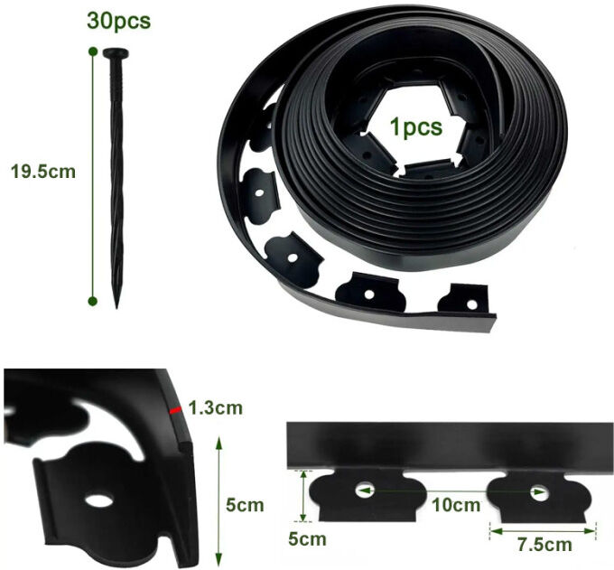 james grass Rouleau BORDURE DE JARDIN PE 10m noire