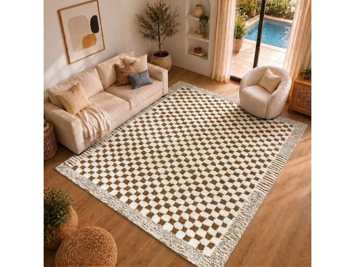Teppich LIVABLISS AVIGNON , braun (terrakotta), B:200cm H:14mm L:275cm, Polyester, Teppiche, Teppich