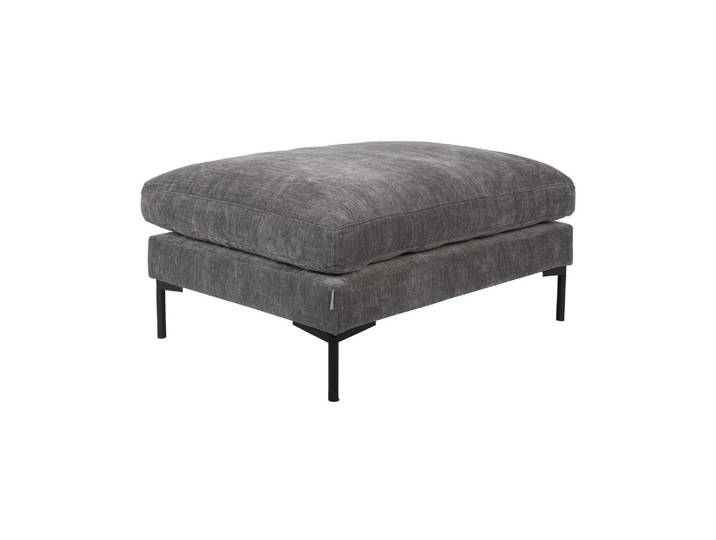 Pouf en tissu anthracite, repose-pieds, rectangulaire, housse amo