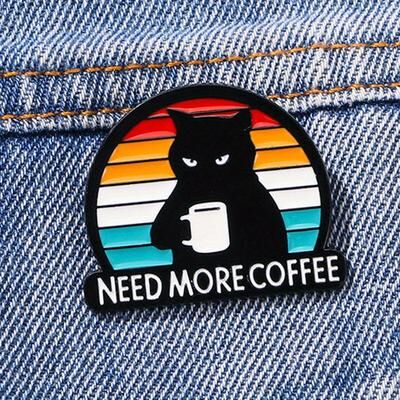 Discount Dollar Deals Need More Coffee Funny Black Cat Coffee Brooch Pin Badge Cute Cat Lover Accessory Need More Coffee Funny Black Cat Coffee Brooch Pin Badge Cute Cat Lover Accessory