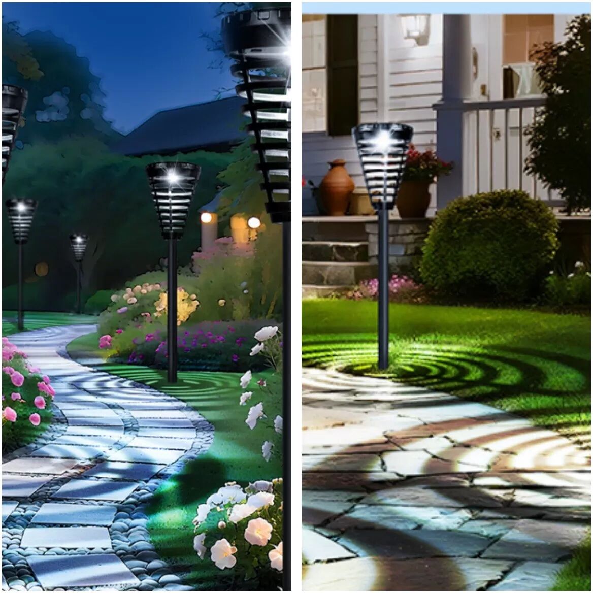 INF Lampe Solaire de Jardin avec Couleurs Blanc & RGB - Torche Solaire d'Halloween