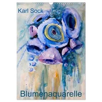 Karl Sock Blumenaquarelle (Wandkalender 2027 DIN A3 hoch), CALVENDO Monatskalender