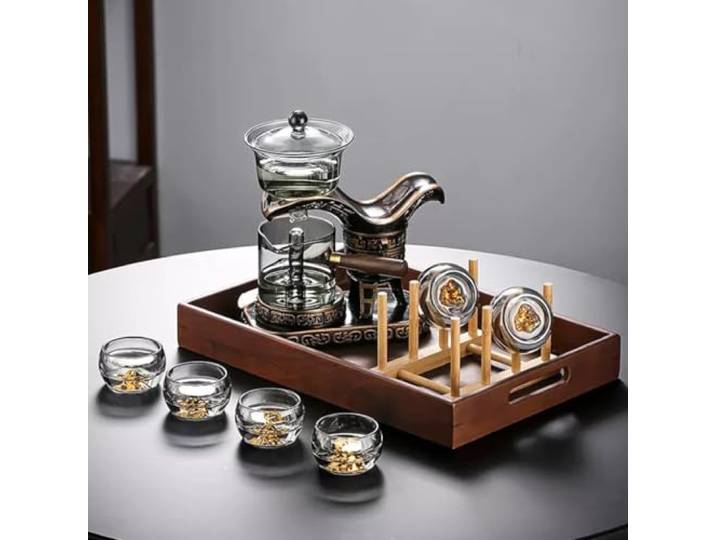 YoeEoay Lazy Tea Set Teekanne Vintage (300ml) Harzbasis Teekanne Mit Magnet Chinese Gongfu Tea Set Tee Geschenke Für Männer Lazy Kungfu Glasteeservice Geschenke Für Teeliebhaber(E)