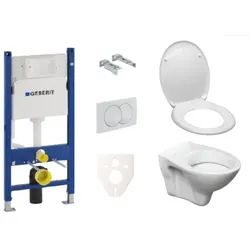 Ceramia S-Line Wand-WC Set + Geberit Duofix Modul mit Drückerplatte Delta 20 weiß SIKOGES5D0