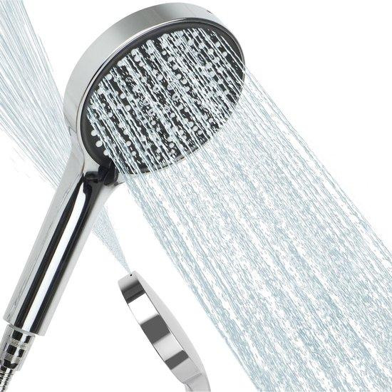 Unyqoos Handdouche met hoge druk en 6 straalpatronen, Chroom, Diameter: 12,5 cm