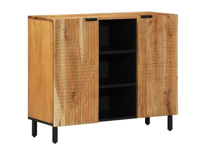 Buffet en bois d'acacia massif - vidaxl - 90x33x75 cm - Beige - 2 portes - Rangement média - Style contemporain