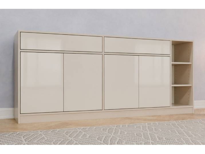 Büro Sideboard nach Maß - RAL 9001 Cremeweiß - 95x220x42cm - Individuell konfigurieren