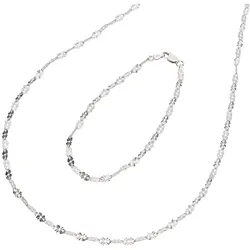 Ketten und Armband Set FIRETTI "Multipack Schmuck Geschenk Silber 925 Armkette Halskette Plättchen", silber (silberfarben), Schmuck_Sets, Damen, Silber 925 (Sterlingsilber)