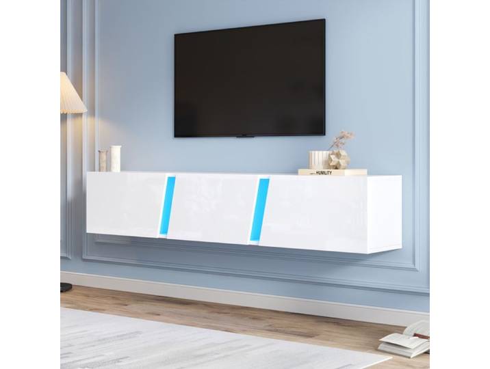 180 x 35 x 30 cm Armoire de télévision monté sur mur Armoire de télévision Lowboard avec lampes LED Supports de télévision avec 3
