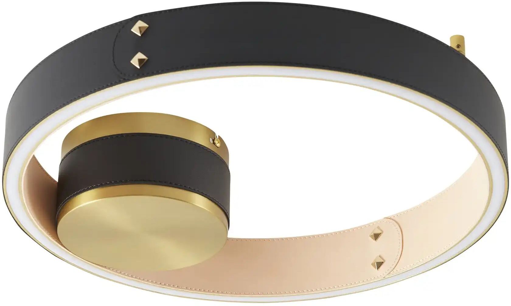 KHG LED-Deckenleuchte  Kunstleder schwarz/goldfarben   ¦ schwarz ¦ Maße (cm): H: