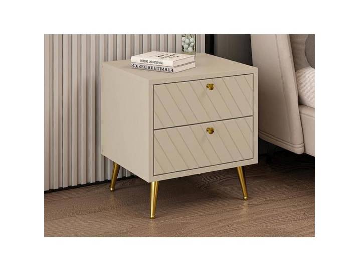 Lot de 2 tables de chevet - 2 tiroirs - Beige - TEODA