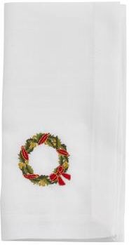 Saro Lifestyle "Embroidered Table Napkins With Wreath Design (Set of 4) - 20""x20"""