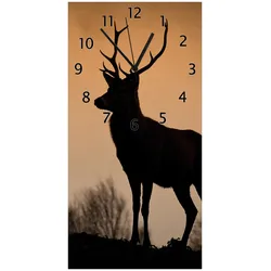 Wallario Uhr 30 x 30 cm, weiße Zeiger Rothirsch am Abend
