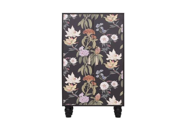 Buffet armoire en MDF imprimé floral sur fond noir