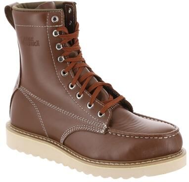"Work America Men's 8"" Steel Toe Work - 9 Tan Boot D"