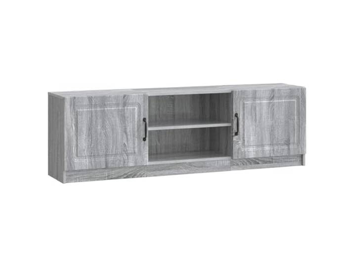 KGFHERENB TV-Schrank Graues Sonoma 150x31x47 cm Lowboard Holzwerkstoff Stilvolle Medien-Ablage fürs Wohnzimmer mit 90°-Pendeltür, flexiblem Brettregal und robusten Stangengriffen.