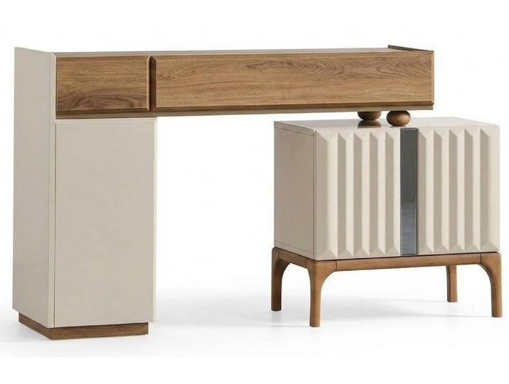 Xlmoebel Schminktisch Moderner Schminktisch Weiß Holz Metall Großer Frisiertisch Konsole (1-tlg)