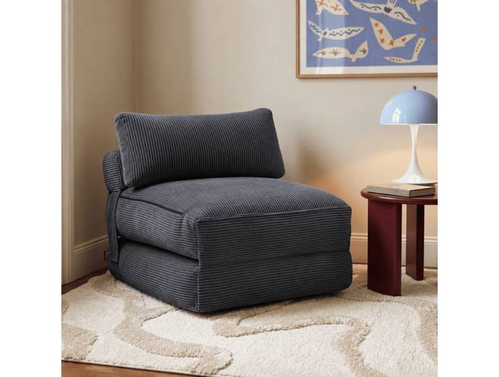 Fauteuil convertible compressé en mousse 1 place velours côtelé