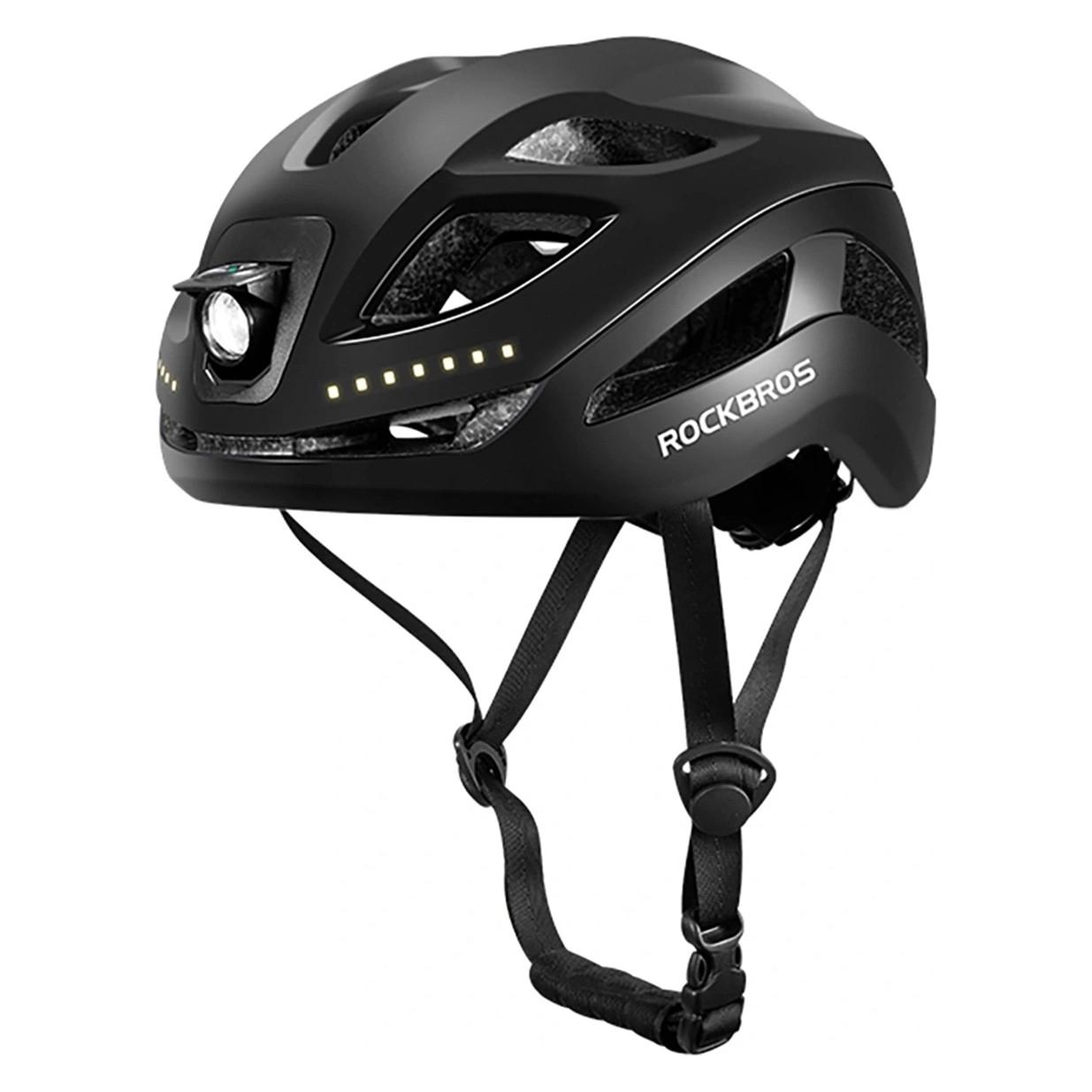 Rockbros Kask rowerowy ZK-077 ze zintegrowanym oświetleniem wielokierunkowym 57-61 cm - czarny (57 - 61 cm) (5907769386732)