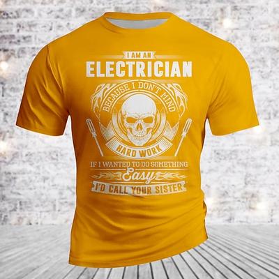 Herren Elektriker T-Shirt - Lustiges Arbeitshumor Grafik T-Shirt mit dem Spruch 'Ich würde deine Schwester anrufen'
