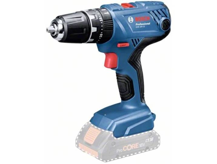 Bosch PRO Perceuses-visseuses à percussion sans fil GSB 18V-21 Perceuse-visseuse à percussion sans-fil d’entrée de gamme fiable de la catégorie 18V - avec fonction percussion