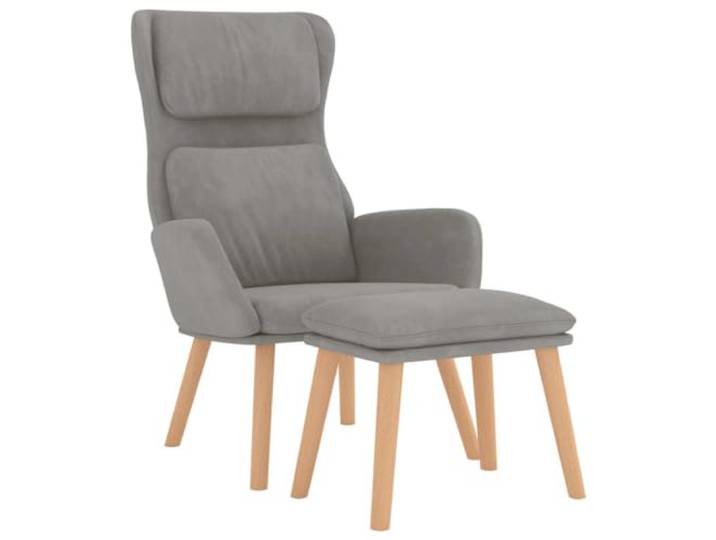 GHVBNMF Relaxsessel mit Hocker Hellgrau Samt Polstersessel Metallgestell Ergonomischer Fernsehstuhl mit Fußablage für Wohnzimmer und Schlafzimmer. Weiche Schaumstoffpolsterung für Entspannung.