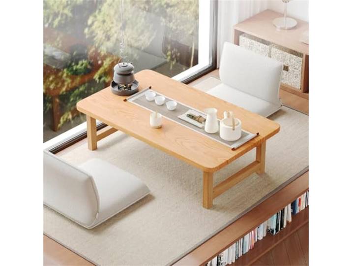 WSNCXFW Faltbarer japanischer Tatami-Teetisch, Faltbarer japanischer Bodentisch, Faltbarer niedriger Couchtisch, Keine Montage erforderlich, vielseitiger Tatami-Meditations-Teetisch,B,100 * 50 * 35CM
