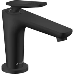 hansgrohe AXOR Citterio C Einhebel-Waschtischmischer 90, mit CoolStart für Handwaschbecken und Ablaufgarnitur, Cubic cut, 49021670, Farbe: Mattschwarz