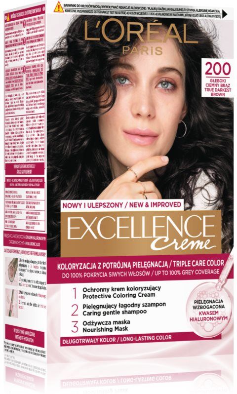 L’Oréal Paris Excellence Creme Hårfarve Skygge 200 True Darkest Brown 1 stk.