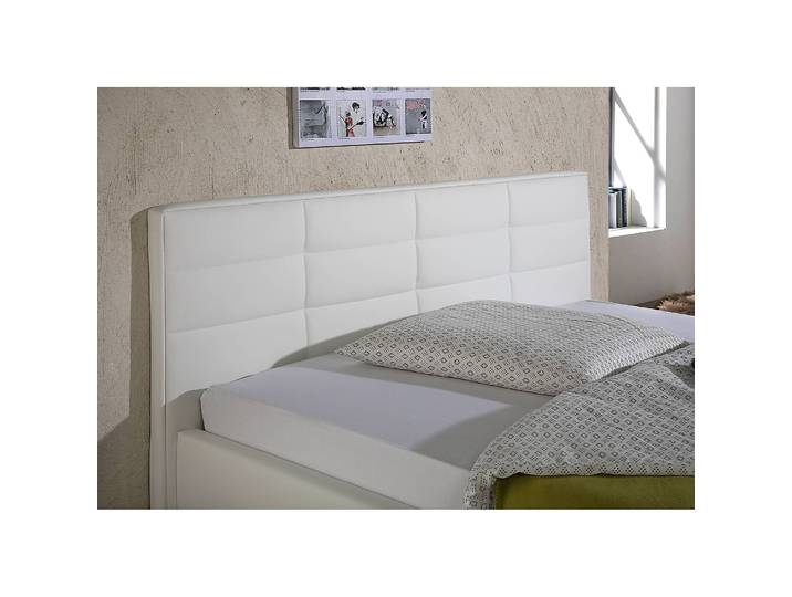 Lit capitonné Parsberg II 140 x 200cm Cuir synthétique Blanc/Blanc