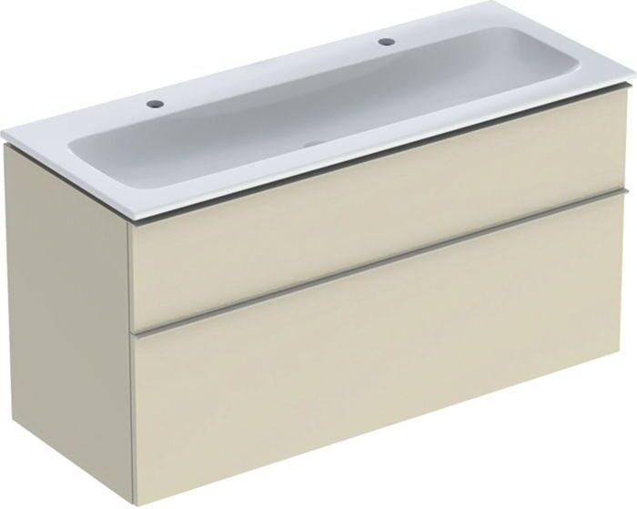 Geberit iCon Möbel-Waschtischset 502338JL1 120x63x48cm, weiß, sand hochglänzend, Griff sant matt